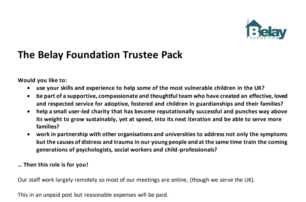Image of the first sections of the Belay Trustee Pack
